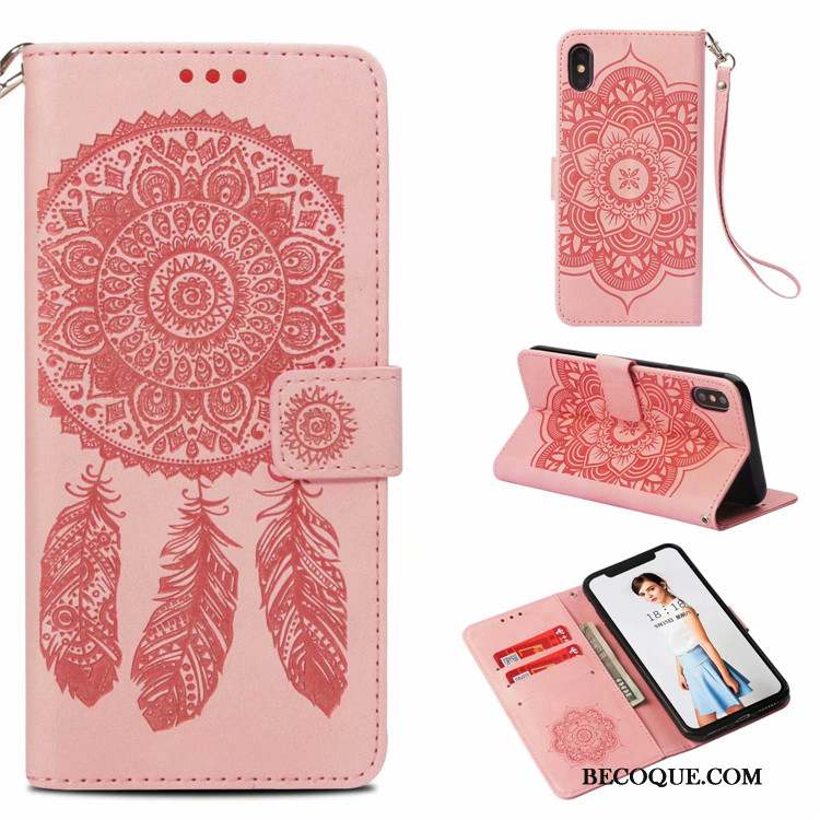 iPhone Xs Coque Peinture Protection Rose Vent Incassable Fleur