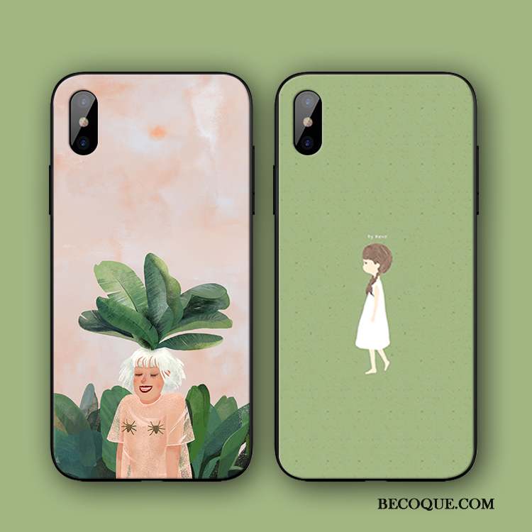 iPhone Xs Coque Protection Art Incassable Simple Étui Vert