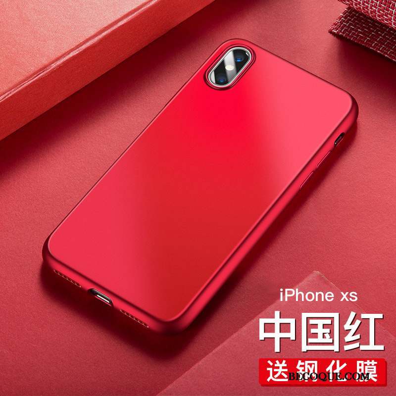 iPhone Xs Coque Rouge Incassable Fluide Doux Marque De Tendance Silicone Très Mince
