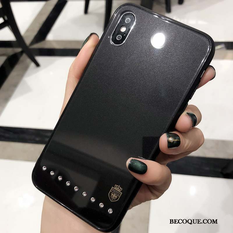 iPhone Xs Coque Étui Nouveau Mode Net Rouge Noir Marque De Tendance