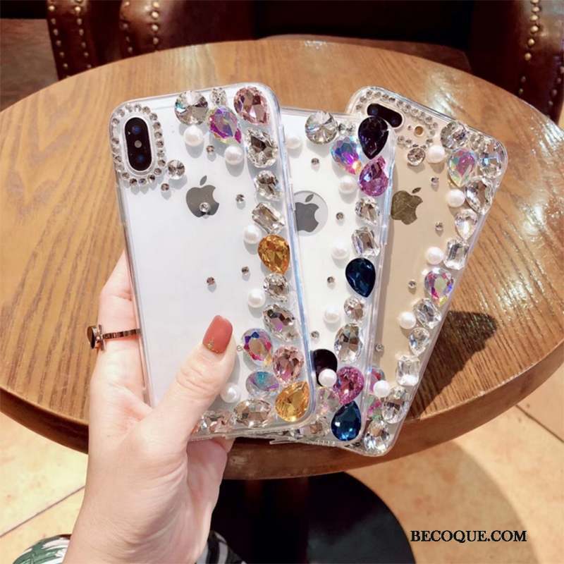 iPhone Xs Coque Étui Protection Créatif Strass Marque De Tendance Nouveau