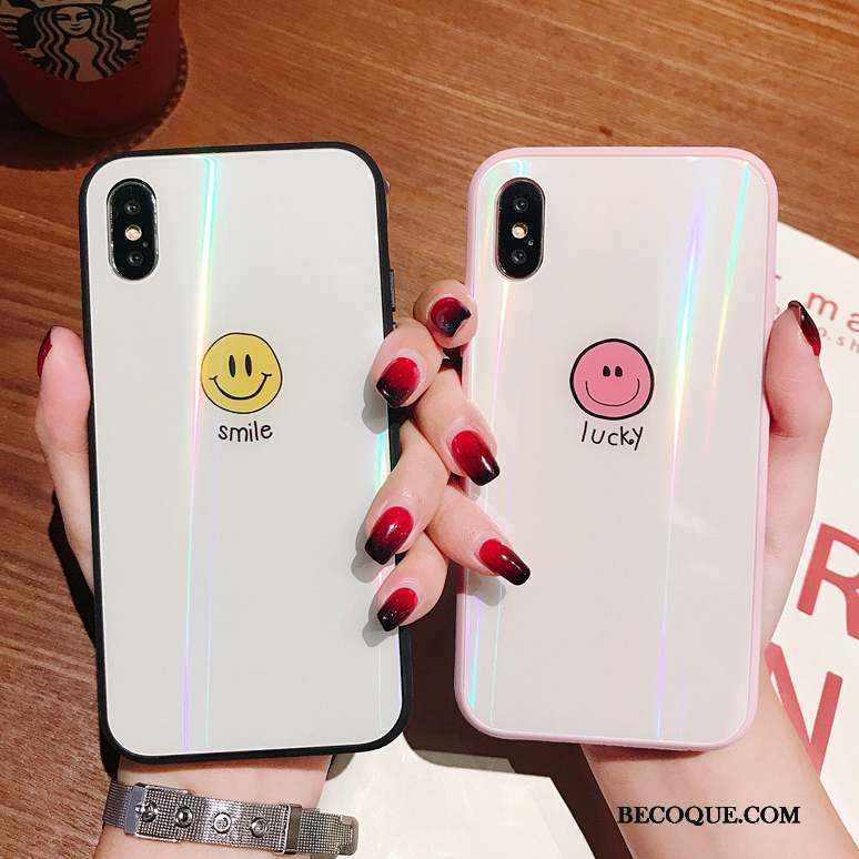 iPhone Xs Max Coque Amoureux Verre Souriant Créatif Nouveau Net Rouge