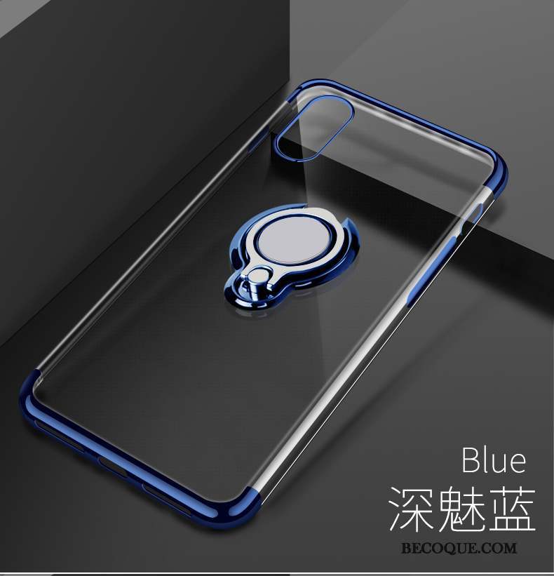 iPhone Xs Max Coque Incassable Support Bleu Magnétisme Silicone