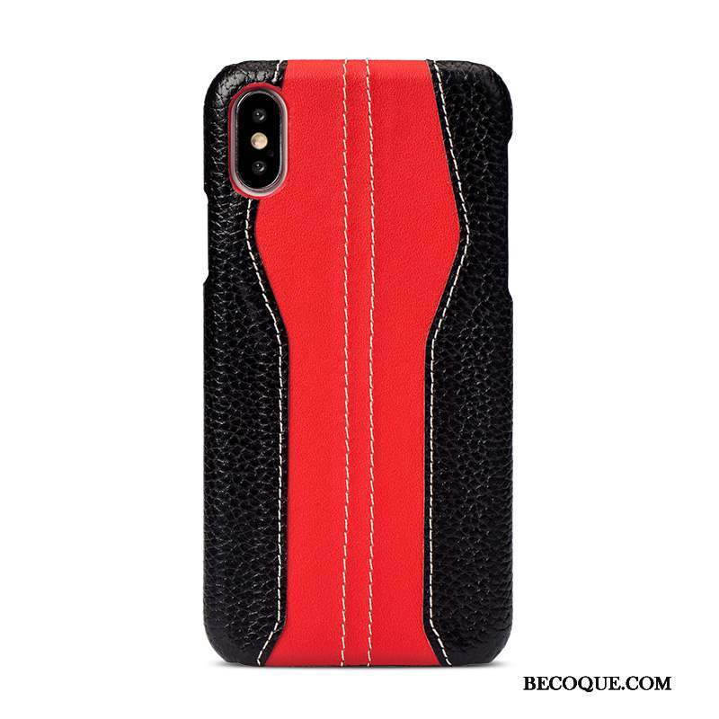 iPhone Xs Max Coque Marque De Tendance Étui En Cuir Personnalisé Personnalité Protection Rouge