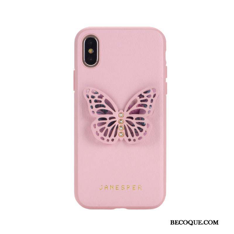 iPhone Xs Max Coque Protection Papillon Silicone Fluide Doux Tendance Rose