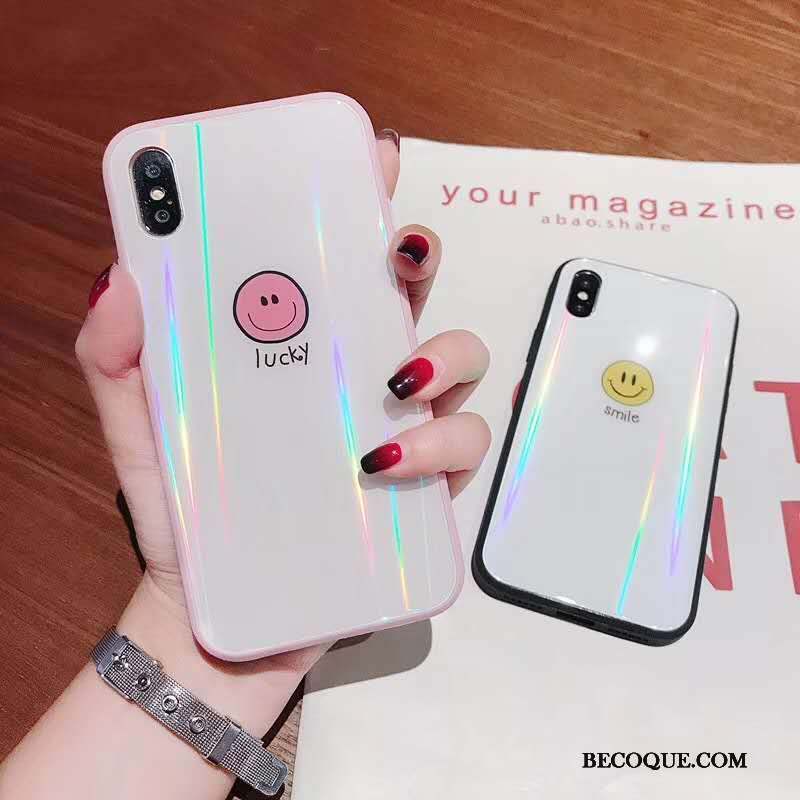 iPhone Xs Max Coque Rose Souriant Nouveau Verre Charmant Tout Compris