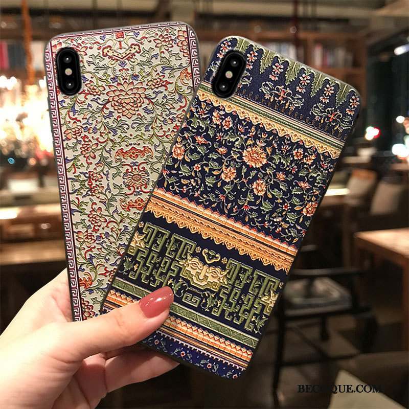 iPhone Xs Max Incassable Coque Bleu De Téléphone Délavé En Daim Personnalisé