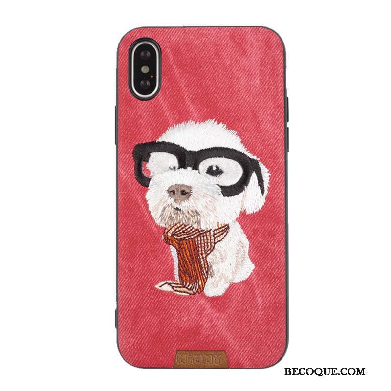 iPhone Xs Max Rouge Chiens Amoureux Coque Chat Mignonne