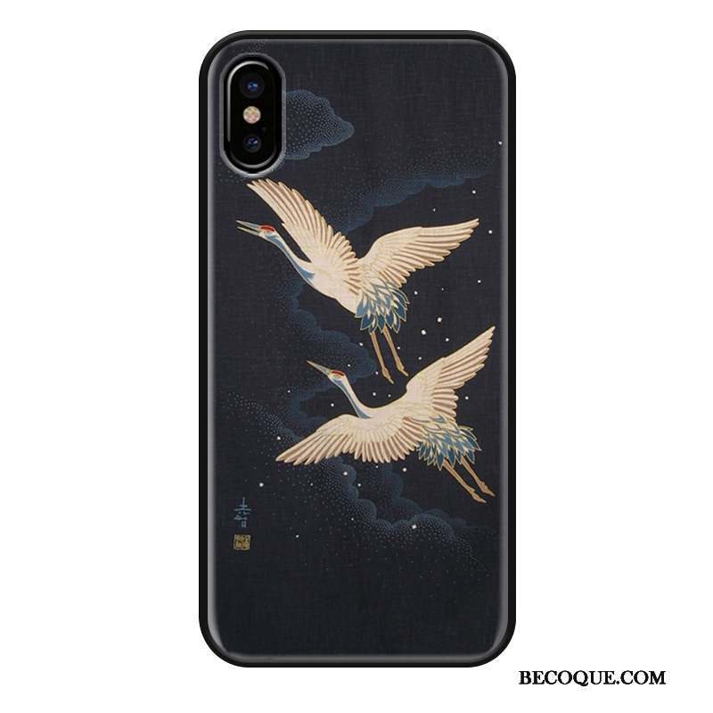 iPhone Xs Tout Compris Noir Coque De Téléphone Gaufrage Blanc Nouveau