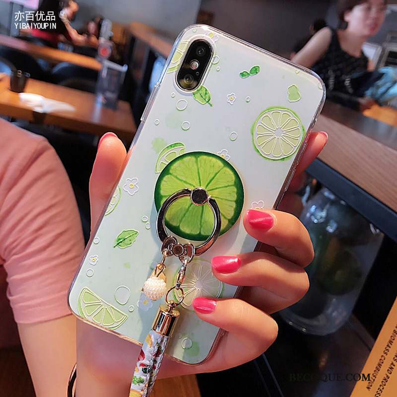 iPhone Xs Vert Protection Petit Gaufrage Frais Coque De Téléphone